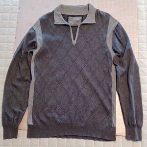 BKE Slim Fit Tall Men's XL Mock Neck sweater with Quarter-zip dark & light gray